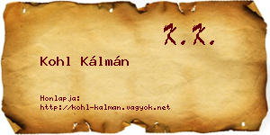 Kohl Kálmán névjegykártya